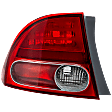 Driver Side, Outer Tail Light, without Bulb, Halogen, Clear and Red Lens, Sedan