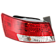 Driver Side, Outer Tail Light, with Bulb, Halogen, Clear and Red Lens