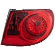 Passenger Side, Outer Tail Light, with Bulb, Halogen, Red Lens, Sedan