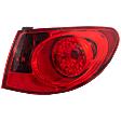 Passenger Side, Outer Tail Light, with Bulb, Halogen, Red Lens, Sedan