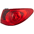 Passenger Side, Outer Tail Light, with Bulb, Halogen, Red Lens, Sedan