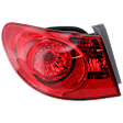 Driver Side, Outer Tail Light, with Bulb, Halogen, Red Lens, Sedan