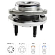 Front, Driver or Passenger Side Wheel Hub, With Bearing, 5 x 4.25 in. Bolt Pattern