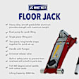 J99120001 Floor Jack - Sold Individually, 2 Ton, Aluminum Low Profile