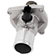 Thermostat Housing, With housing and gasket, 2.89 in. flange length, 0.38 in. flange thickness, 2.59 in. flange width, 2.34 in. Bolt Hole Center To Bolt Hole Center, Blade type, 2-prong male terminal