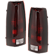 Driver and Passenger Side Halogen Tail Light, Without bulb(s), Dark Red Lens, Chrome Interior
