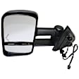 Driver Side Towing Mirror, Power Adjust, Heated, Manual Folding, Textured Black, In-glass Signal Light, Without Memory Recall, No Puddle Light, No Auto-Dimming, With Blind Spot Glass