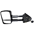 Driver Side Towing Mirror, Power Adjust, Heated, Manual Folding, Textured Black, In-glass Signal Light, Without Memory Recall, No Puddle Light, No Auto-Dimming, With Blind Spot Glass