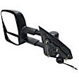 Driver Side Towing Mirror, Power Adjust, Heated, Manual Folding, Textured Black, In-glass Signal Light, Without Memory Recall, No Puddle Light, No Auto-Dimming, With Blind Spot Glass