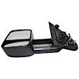 Driver Side Towing Mirror, Power Adjust, Heated, Manual Folding, Textured Black, In-glass Signal Light, Without Memory Recall, No Puddle Light, No Auto-Dimming, With Blind Spot Glass
