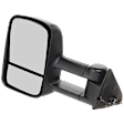 Driver and Passenger Side Towing Mirror, Power Adjust, Non-Heated, Manual Folding, Textured Black, No Signal Light, No Memory, No Puddle Light, No Auto-Dim, With Blind Spot Glass