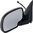Driver Side Mirror, Power Adjust, Manual Folding, Heated, Textured Black, No Signal Light, No Memory, No Puddle Light, No Auto-Dimming, No Blind Spot Feature