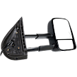 2007-2014 Chevrolet Silverado 2500 HD - Passenger Side Towing Mirror, Power Adjust, Heated, Manual Folding, Textured Black, In-glass Signal Light, No Memory, No Puddle Light, No Auto-Dim, With Blind Spot Glass