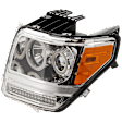 Driver and Passenger Side Projector Halogen Headlight, With bulb(s), Clear Lens, Chrome Interior