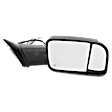 Passenger Side Towing Mirror, Power Adjust, Heated, Manual Folding, Textured Black, In-housing Signal Light, No Memory, With Puddle Light, No Auto-Dim, With Blind Spot Glass