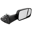 Passenger Side Towing Mirror, Power Adjust, Heated, Manual Folding, Textured Black, In-housing Signal Light, No Memory, With Puddle Light, No Auto-Dim, With Blind Spot Glass