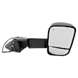 Passenger Side Towing Mirror, Power Adjust, Heated, Manual Folding, Textured Black, In-housing Signal Light, No Memory, With Puddle Light, No Auto-Dim, With Blind Spot Glass