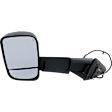 Driver Side Towing Mirror, Power Adjust, Heated, Power Folding, Textured Black, In-housing Signal Light, No Memory, With Puddle Light, No Auto-Dim, With Blind Spot Glass