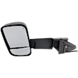 Driver Side Towing Mirror, Power Adjust, Heated, Power Folding, Textured Black, In-housing Signal Light, No Memory, With Puddle Light, No Auto-Dim, With Blind Spot Detection in Glass