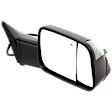 Passenger Side Towing Mirror, Power Adjust, Heated, Power Folding, Textured Black, In-housing Signal Light, With Memory, With Puddle Light, No Auto-Dim, With Blind Spot Light in Glass