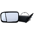Driver Side Towing Mirror, Power Adjust, Heated, Manual Folding, Textured Black, In-housing Signal Light, No Memory, With Puddle Light, No Auto-Dim, No Blind Spot Feature