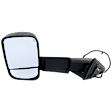 Driver Side Towing Mirror, Power Adjust, Heated, Manual Folding, Textured Black, In-housing Signal Light, No Memory, With Puddle Light, No Auto-Dim, No Blind Spot Feature
