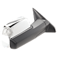 Passenger Side Towing Mirror, Power Adjust, Heated, Manual Folding, Chrome, In-housing Signal Light, With Memory, With Puddle Light, No Auto-Dim, No Blind Spot Feature