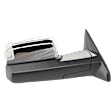 Passenger Side Towing Mirror, Power Adjust, Heated, Manual Folding, Chrome, In-housing Signal Light, With Memory, With Puddle Light, No Auto-Dim, No Blind Spot Feature