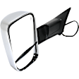Driver Side Towing Mirror, Power Adjust, Heated, Manual Folding, Chrome, In-housing Signal Light, With Memory, With Puddle Light, No Auto-Dim, With Blind Spot Glass