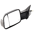 2014 Ram 2500 - Driver Side Towing Mirror, Power Adjust, Heated, Manual Folding, Textured Black, In-housing Signal Light, Without Memory Recall, With Puddle Light, No Auto-Dimming, With Blind Spot Glass