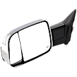 Driver Side Towing Mirror, Power Adjust, Heated, Manual Folding, Chrome, In-housing Signal Light, With Memory, With Puddle Light, No Auto-Dim, With Blind Spot Glass