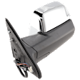 Driver Side Towing Mirror, Power Adjust, Heated, Manual Folding, Chrome, In-housing Signal Light, With Memory, With Puddle Light, No Auto-Dim, With Blind Spot Glass