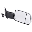 Passenger Side Towing Mirror, Power Adjust, Heated, Manual Folding, Chrome, In-housing Signal Light, With Memory, With Puddle Light, No Auto-Dim, With Blind Spot Glass