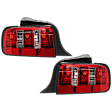 2008 Ford Mustang - Driver and Passenger Side Halogen Tail Light, Without bulb(s), Red Lens, Chrome Interior