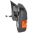 Passenger Side Towing Mirror, Power Adjust, Heated, Manual Folding, Textured Black, In-housing Signal Light, No Memory, No Puddle Light, No Auto-Dim, With Blind Spot Glass