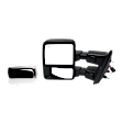 Driver Side Towing Mirror, Power Adjust, Power Folding, Heated, With 1 Chrome and 1 Paintable Cap, In-housing Signal Light, With memory, No Puddle Light, Auto-Dimming, and Blind Spot Feature