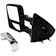 Driver Side Towing Mirror, Power Adjust, Power Folding, Heated, With 1 Chrome and 1 Paintable Cap, In-housing Signal Light, With memory, No Puddle Light, Auto-Dimming, and Blind Spot Feature