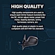 Driver Side Towing Mirror, Power Adjust, Non-Heated, Manual Folding, Paintable, In-housing Signal Light, No Memory, No Puddle Light, No Auto-Dimming, No Blind Spot Feature