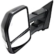 Driver Side Towing Mirror, Power Adjust, Heated, Power Folding, Textured Black, In-housing Signal Light, With Memory, With Puddle Light, No Auto-Dim, With Blind Spot Detection in Glass