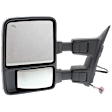 Driver Side Towing Mirror, Power Adjust, Heated, Manual Folding, Textured Black, In-housing Signal Light, With Memory, No Puddle Light, No Auto-Dim, With Blind Spot Glass
