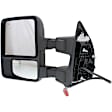 Driver Side Towing Mirror, Power Adjust, Heated, Manual Folding, Textured Black, In-housing Signal Light, With Memory, No Puddle Light, No Auto-Dim, With Blind Spot Glass
