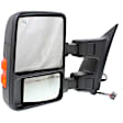 Driver Side Towing Mirror, Power Adjust, Heated, Manual Folding, Textured Black, In-housing Signal Light, With Memory, No Puddle Light, No Auto-Dim, With Blind Spot Glass