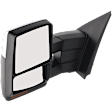 Driver Side Towing Mirror, Power Adjust, Heated, Manual Folding, Chrome, In-housing Signal Light, With Memory, With Puddle Light, No Auto-Dim, With Blind Spot Glass