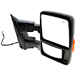 Passenger Side Towing Mirror, Power Adjust, Heated, Power Folding, Textured Black, In-housing Signal Light, No Memory, No Puddle Light, No Auto-Dim, With Blind Spot Glass