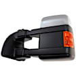 Driver Side Towing Mirror, Power Adjust, Heated, Power Folding, With 1 Chrome and 1 Paintable Cap, In-housing Signal Light, No Memory Recall, w/ Marker Light (Upgrade Power-Fold)