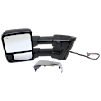 Driver Side Towing Mirror, Power Adjust, Heated, Power Folding, w/ 1 Chrome and 1 Paintable Cap, In-housing Signal Light, w/ Memory, No Puddle Light/Auto-Dimming/Blind Spot Feature, Auto Extend