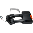 Driver Side Towing Mirror, Power Adjust, Heated, Power Folding, w/ 1 Chrome and 1 Paintable Cap, In-housing Signal Light, w/ Memory, No Puddle Light/Auto-Dimming/Blind Spot Feature, Auto Extend