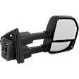 Passenger Side Towing Mirror, Upper - Power Adjust, Lower - Manual Adjust, Heated, Manual Folding, Textured Black, In-housing Signal Light, No Memory, No Puddle Light, No Auto-Dim