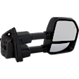 Passenger Side Towing Mirror, Upper - Power Adjust, Lower - Manual Adjust, Heated, Power Folding, Paintable, In-housing Signal Light, No Memory, With Puddle Light, No Auto-Dim