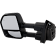 Driver Side Towing Mirror, Upper - Power Adjust, Lower - Manual Adjust, Heated, Power Folding, Paintable, In-housing Signal Light, No Memory, With Puddle Light, No Auto-Dim, No Blind Spot Feature